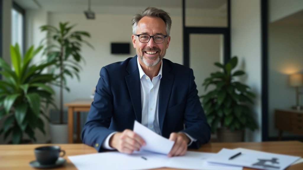 Finanzberater erklärt Diversifikationsstrategie mit Diagrammen an modernem Schreibtisch